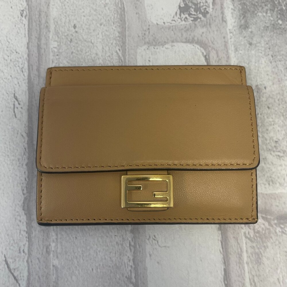 Fendi Baguette Dark Beige Card Holder Nappa Leather - Preowned